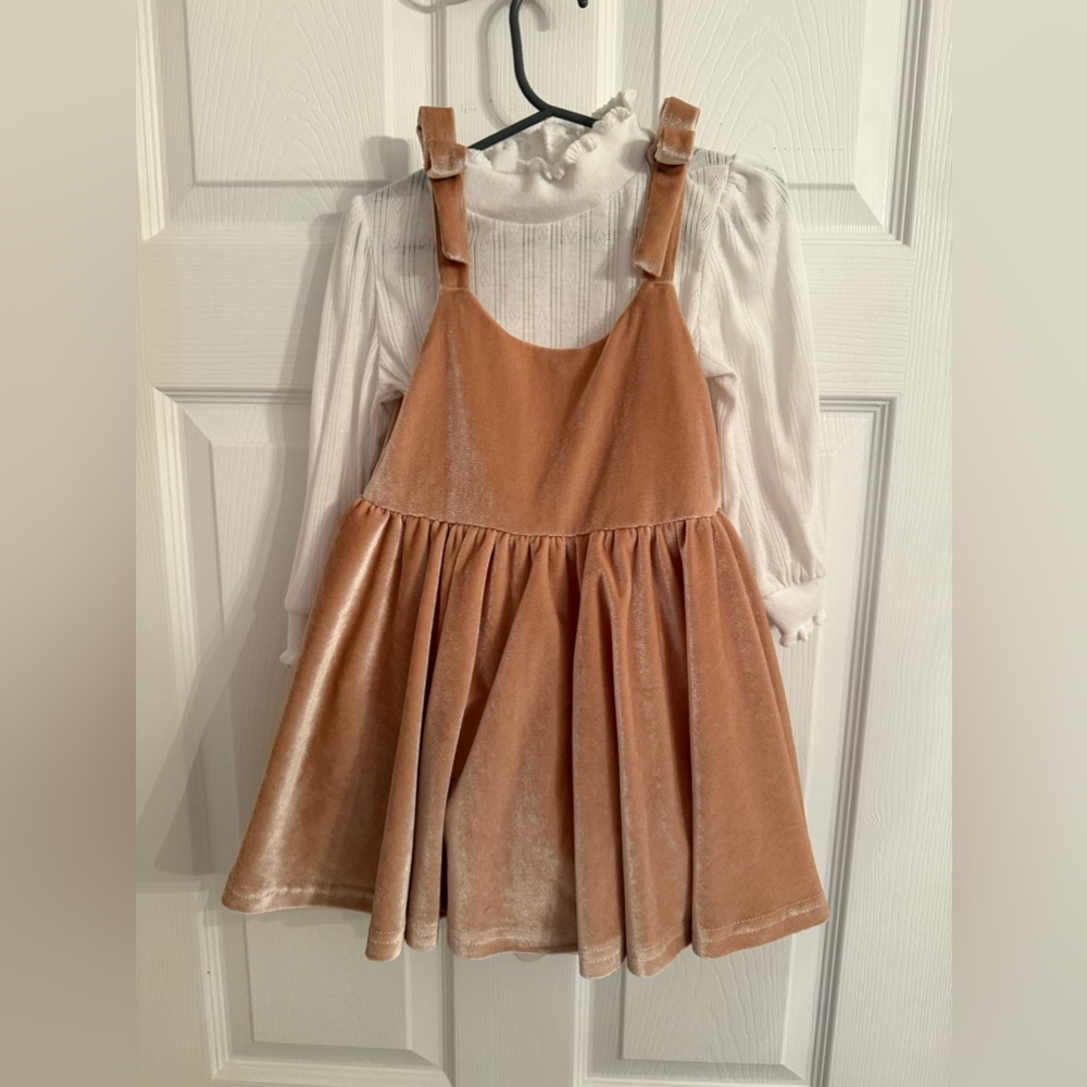 Nude dress with white under shirt